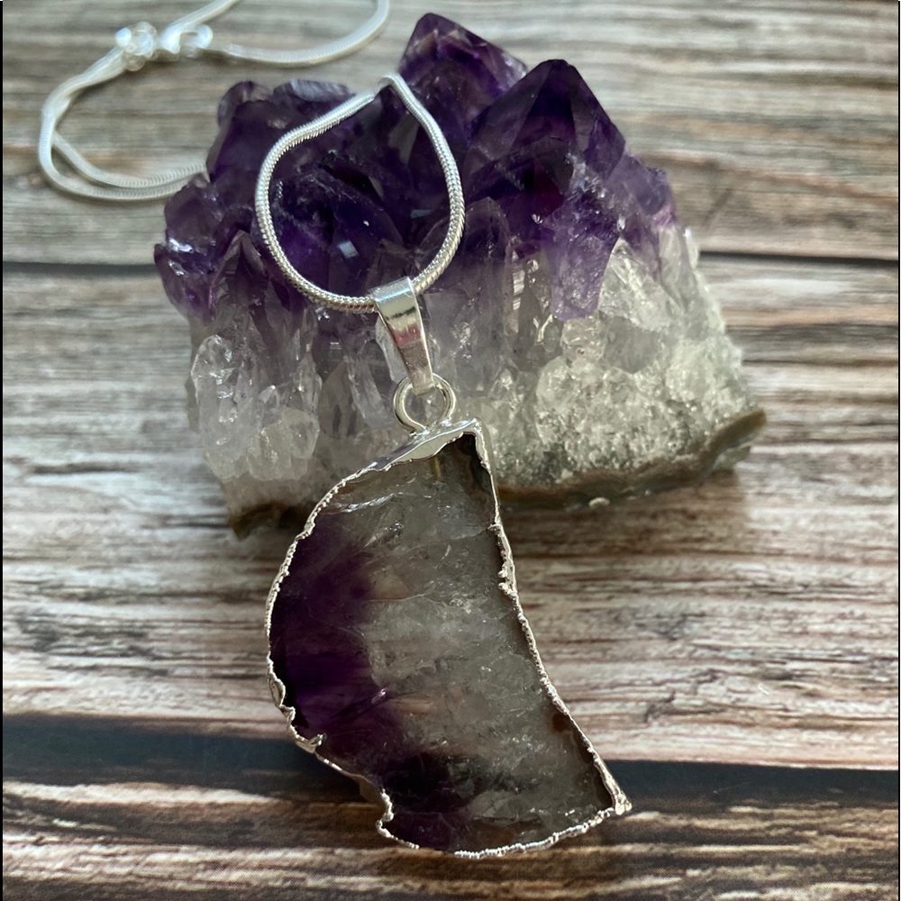 Amethyst Crystal Moon Necklace.